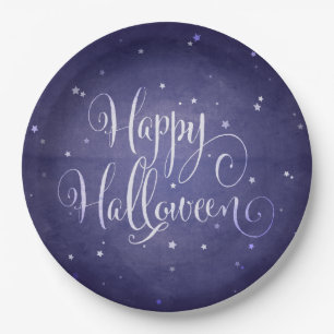 Donk Blue Magical Stars Happy Halloween Party Papieren Bordje