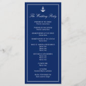 Donk Blue Nautical Wedding Program Rack Kaarten (Achterkant)