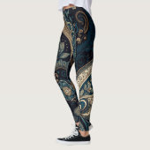 Donk Blue Paisley Pattern Retro Chic Boho Leggings (Links)