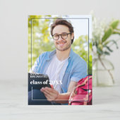 Donk Blue White Minimalist Afstuderen Aankondiging (Staand voorkant)