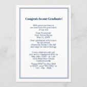 Donk Blue White Minimalist Afstuderen Aankondiging (Achterkant)