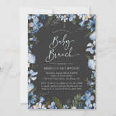 Donk Boho Dusty Blue Floral Baby shower Brunch Kaart (Voorkant)