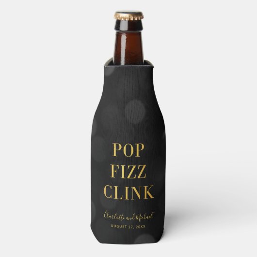 Donk Bokeh Faux Gold Pop Fizz Clink Flesjeskoeler (Fles Voorkant)