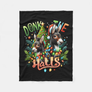 Donk de zalen van de kerst ezels verstrikt in Chri Fleece Deken
