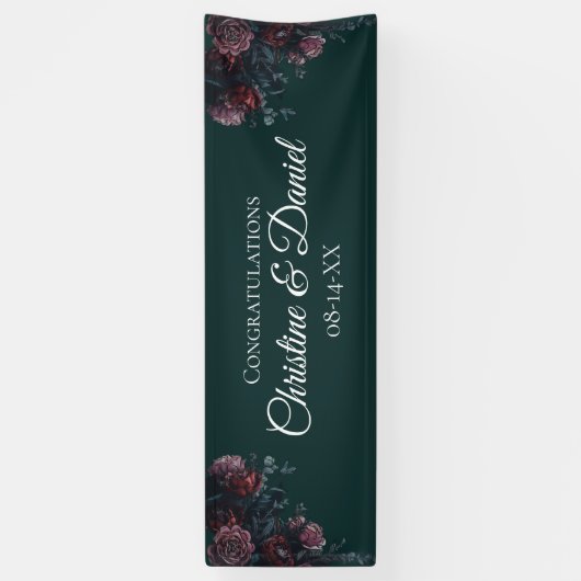 Donk Forest Green Elegant Wedding Maroon Mauve Spandoek (Verticaal)