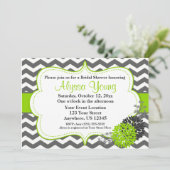 Donk Gray Lime Green Chevron Uitnodiging (Staand voorkant)