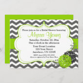 Donk Gray Lime Green Chevron Uitnodiging (Voorkant / Achterkant)
