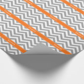 Donk Gray White LG Chevron Pumpkin Naam Monogram Cadeaupapier (Hoek)
