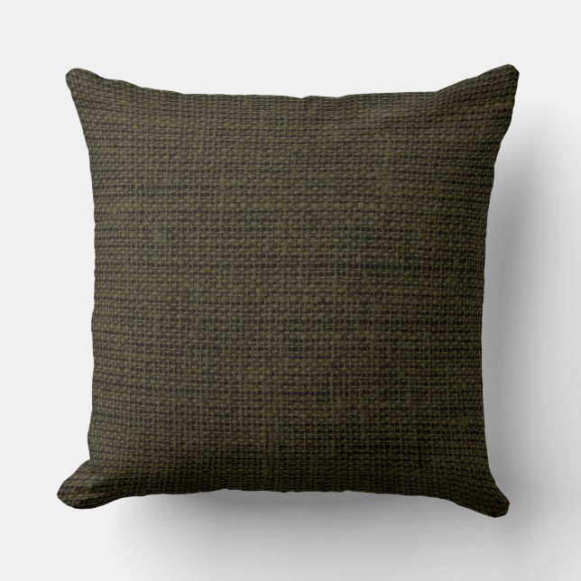 Donk Green Burlap Linen Rustic Jute Kussen (Voorkant)