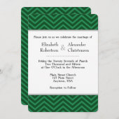 Donk Green Chevron Wedding Invitation Kaart (Voorkant / Achterkant)