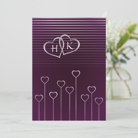 Donk Monogram Silver Heart Weddenschap Kaart (Staand voorkant)