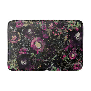 Donk Moody Berry Plum Sparkle Floral Modern Badmat
