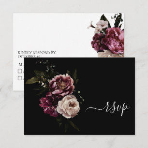 Donk Moody Blush Burgundy Floral Geen menu RSVP-ka