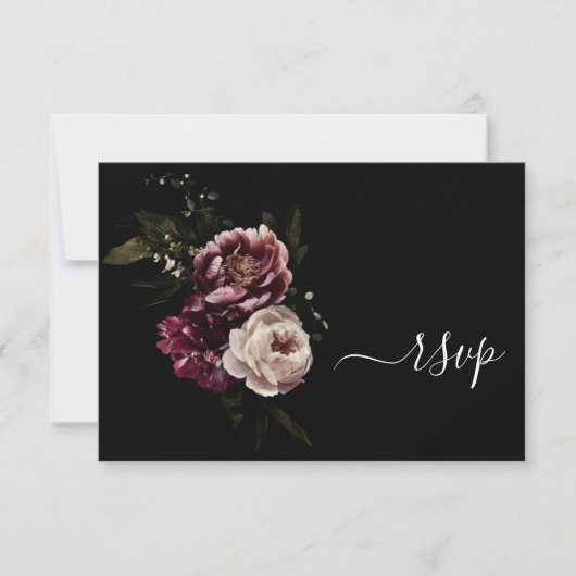 Donk Moody Blush Burgundy Floral QR Code RSVP Card (Voorkant)
