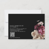 Donk Moody Blush Burgundy Floral QR Code RSVP Card (Achterkant)