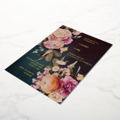 Donk Moody Bold Floral Gold Wedding Folie Uitnodiging (Gedraaid)