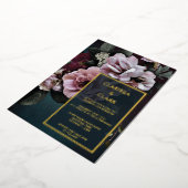 Donk Moody Bold Floral Gold Wedding Folie Uitnodiging (Gedraaid)