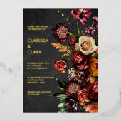 Donk Moody Bold Wild Flower Wedding Folie Uitnodiging (Voorkant)