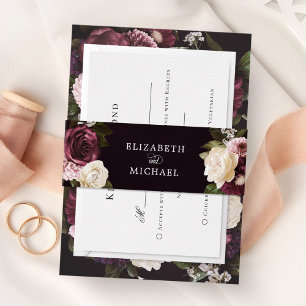 Donk Moody Floral Romantic Wedding Uitnodigingen Wikkel