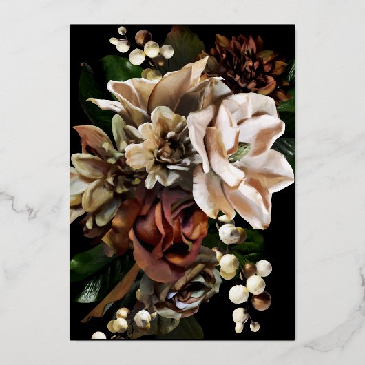 Donk Moody Neutral Magnolia Botanical Weddenschap  Folie Uitnodiging (Achterkant)