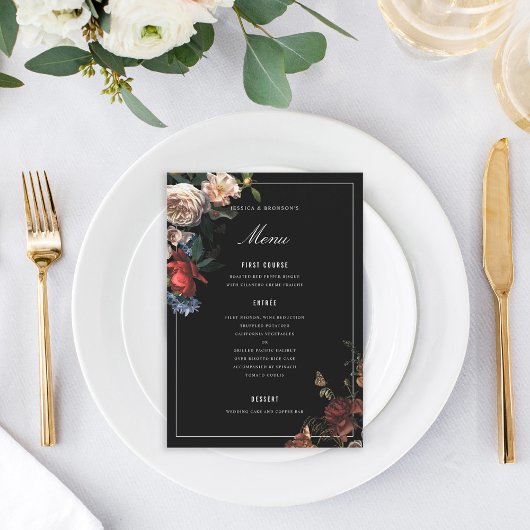 Donk Moody Romantic Floral Dutch Painterly Wedding Menu