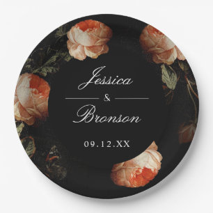 Donk Moody Romantic Floral Dutch Painterly Wedding Papieren Bordje