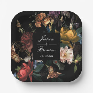 Donk Moody Romantic Floral Dutch Painterly Wedding Papieren Bordje