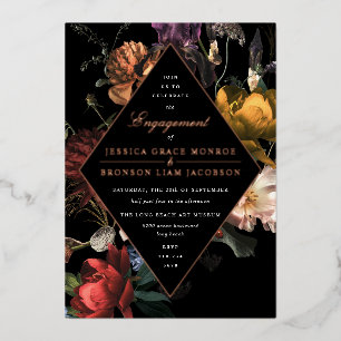 Donk Moody Romantic Floral Engagement Party Folie Uitnodiging