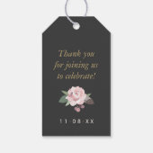 Donk Moody Roos Pink Floral Boho Wedding Monogram Cadeaulabel (Achterkant)