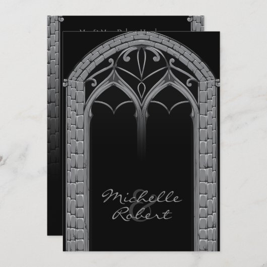 Donk Offbeat Gothic Threadding Invitation Kaart (Voorkant / Achterkant)