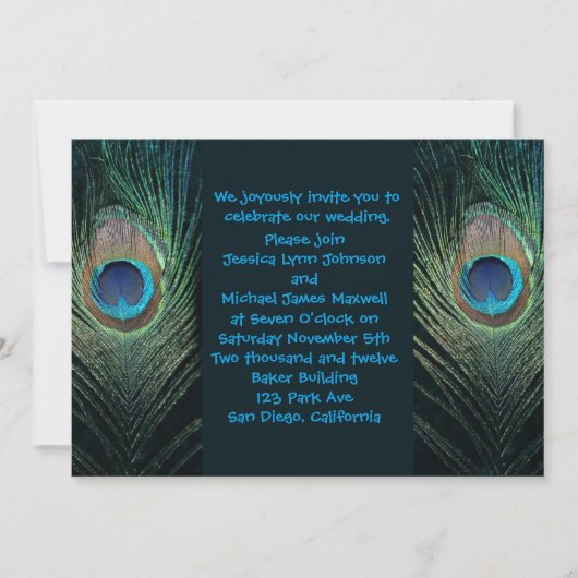 Donk Peacock Wedding Invitation Kaart (Voorkant)