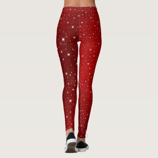 Donk Red Glittering Beauful Trendy Elegant Leggings (Achterkant)