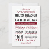 Donk Red Modern Typography Wedding Invitation Kaart (Voorkant)