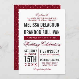 Donk Red Modern Typography Wedding Invitation Kaart