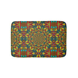 Donk Red Yellow Turquoise Geometric Pattern Ethnic Badmat