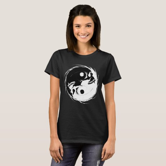 Donk Yin Yang Vampire Skull Religbol T-shirt (Voorkant volledig)
