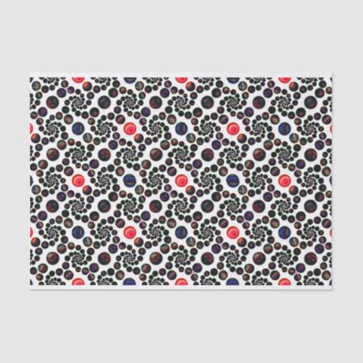 Donker Abstracte spiraal met kersenpatroon Tissuepapier (Voorkant)