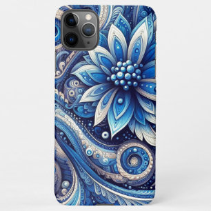 Donker Azure Navy Blue Black Paisley Art Pattern iPhone 11Pro Max Hoesje