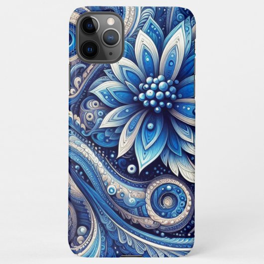 Donker Azure Navy Blue Black Paisley Art Pattern iPhone Hoesje (Achterkant)