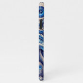 Donker Azure Navy Blue Black Paisley Art Pattern iPhone Hoesje (Rechterkant)