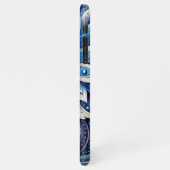 Donker Azure Navy Blue Black Paisley Art Pattern iPhone Hoesje (Linkerkant)