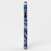 Donker Azuurblauw Zwarte Paisley Kunstpatroon Case-Mate iPhone Case (Achterkant/rechts)
