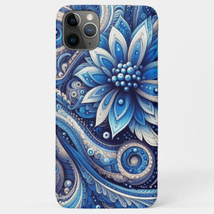 Donker Azuurblauw Zwarte Paisley Kunstpatroon iPhone 11 Pro Max Hoesje
