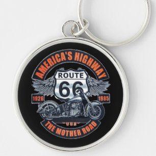 Donker Basic thema Route 66 Motorfietsen Sleutelhanger