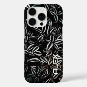 Donker blad met witte randen iPhone 16 pro hoesje