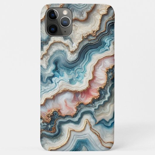 Donker Blauwgroen Blauw Blush Roze Goud Marmeren K Case-Mate iPhone Case (Achterkant)