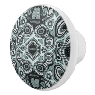 Donker Blauwgroen Blauw Seafoam Groen Grijs Etnisc Keramische Knop