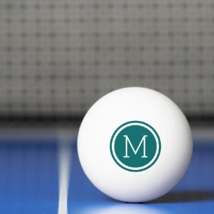 Donker Blauwgroen Cirkel Monogram Gepersonaliseerd Pingpongballen