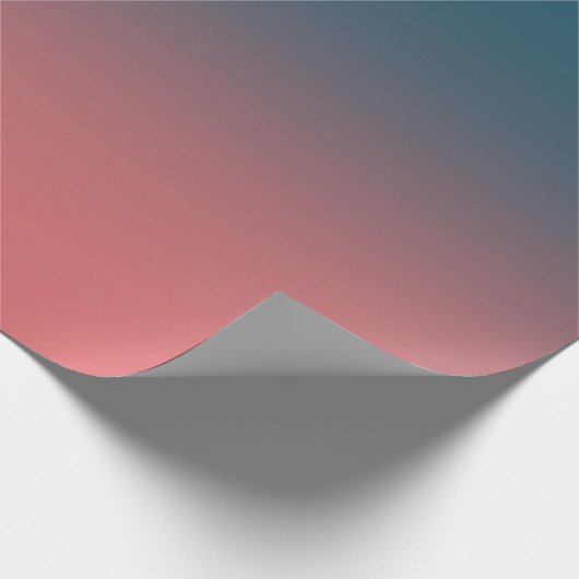 Donker Blauwgroen en helder koraal roze verloop Cadeaupapier (Hoek)