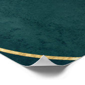 Donker Blauwgroen, gouden cirkels Waterverf. Poster (Hoek)